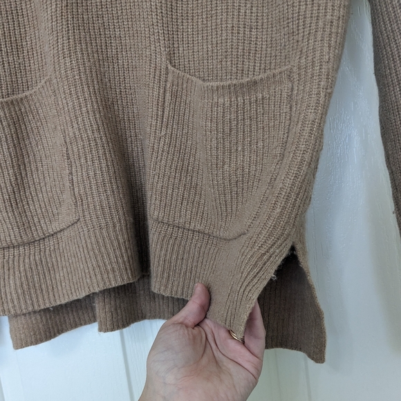 MADEWELL Glenbrook Honey Brown Camel Ribbed Sweater 1/4 Zip Long Sleeve XSmall - Picture 5 of 9